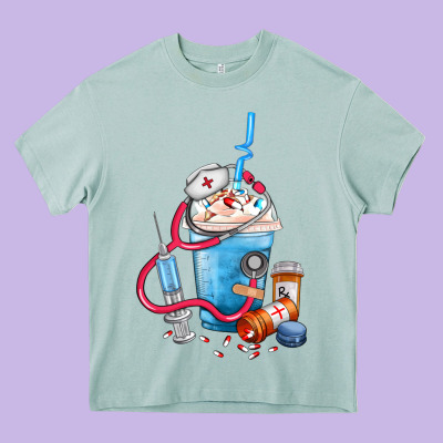 Nurse Frappe Coffee Heavy Core Tee Designed By Fadigitalartstudio