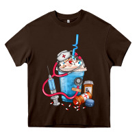 Chocolate Brown Nurse frappe coffee Heavy Core Tee - FaDigitalArtStudio
