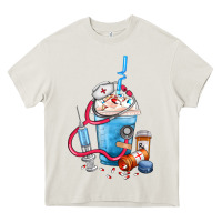 Cream Nurse frappe coffee Heavy Core Tee - FaDigitalArtStudio