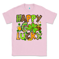 Bubblegum Pink St. Patrick's Happy go lucky Classic Tee - OliviaCreatesArt