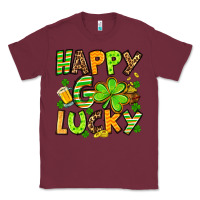 Burgundy St. Patrick's Happy go lucky Classic Tee - OliviaCreatesArt