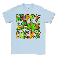 Dusty Blue St. Patrick's Happy go lucky Classic Tee - OliviaCreatesArt