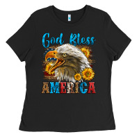 Black God Bless America Ladies Tee - LillyAllenDesigns