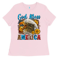 Bubblegum Pink God Bless America Ladies Tee - LillyAllenDesigns