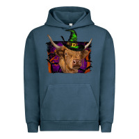 Pigment Midnight Navy highland cow halloween Urban Hoodie - RanaPortraitStore