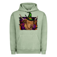 Pigment Oil Green highland cow halloween Urban Hoodie - RanaPortraitStore