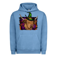 Pigment Pebble Blue highland cow halloween Urban Hoodie - RanaPortraitStore