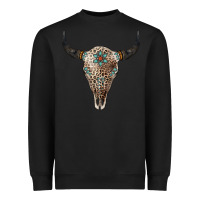 Black Leopard Bull Skull Heavyweight Sweatshirt - Jasminsmagicworld