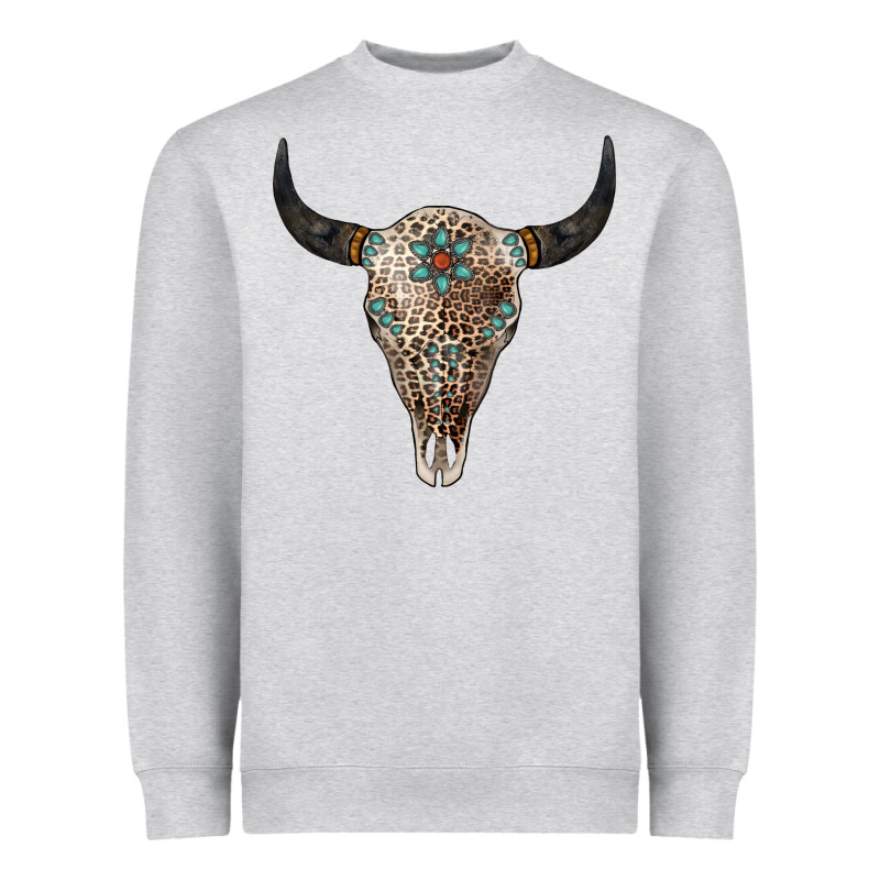 Leopard Bull Skull Heavyweight Sweatshirt by Jasminsmagicworld | Teevron