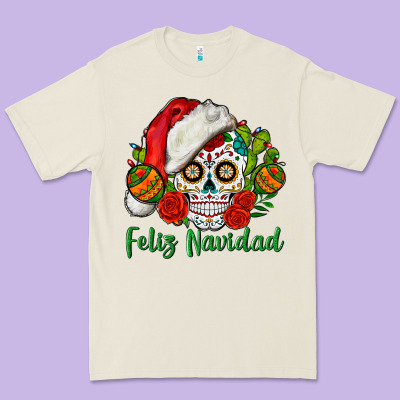 Feliz Navidad Skull Premium Tee Designed By Bundleandbundleshop