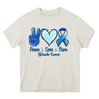 Cream Peace Love Cure Stomach Cancer Heavy Core Tee - Jasminsmagicworld