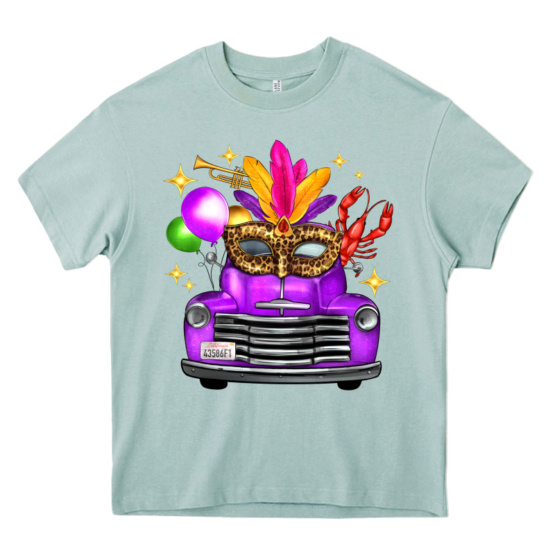 Mardi Gras Truck Leopard Mask Heavy Core Tee by FaDigitalArtStudio | Teevron
