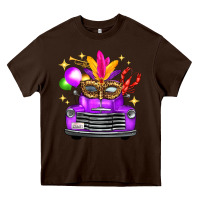Chocolate Brown Mardi Gras Truck Leopard Mask Heavy Core Tee - FaDigitalArtStudio