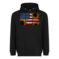 Black Distressed Yellow Sunflower American Flag Heavyweight Hoodie - Jasminsmagicworld