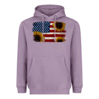 Lavender Distressed Yellow Sunflower American Flag Heavyweight Hoodie - Jasminsmagicworld