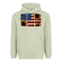 Matcha Distressed Yellow Sunflower American Flag Heavyweight Hoodie - Jasminsmagicworld