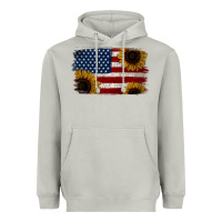 Distressed Yellow Sunflower American Flag Heavyweight Hoodie | Teevron