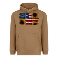 Toasted Coconut Distressed Yellow Sunflower American Flag Heavyweight Hoodie - Jasminsmagicworld