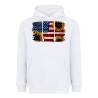 White Distressed Yellow Sunflower American Flag Heavyweight Hoodie - Jasminsmagicworld