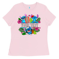 Bubblegum Pink Your Text Stich Ladies Tee - CowhideDigitalArt