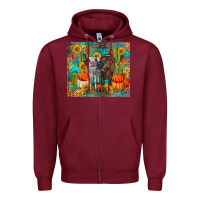 Burgundy fall heifer cows Zipper Hoodie - RanaPortraitStore