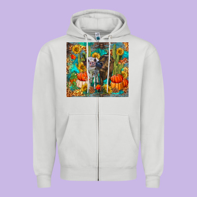 Fall Heifer Cows Zipper Hoodie Designed By Ranaportraitstore
