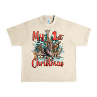 My First Christmas Baby Safari Animals Urban Heavy Tee | Teevron