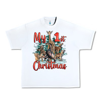 White my first christmas baby safari animals Urban Heavy Tee - LillyAllenDesigns