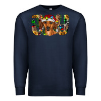 Navy dachshund christmas joy Premium Sweatshirt - RanaPortraitStore