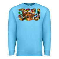 Ocean Blue dachshund christmas joy Premium Sweatshirt - RanaPortraitStore