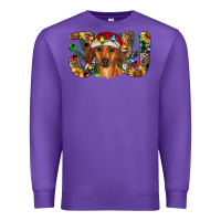 Purple dachshund christmas joy Premium Sweatshirt - RanaPortraitStore