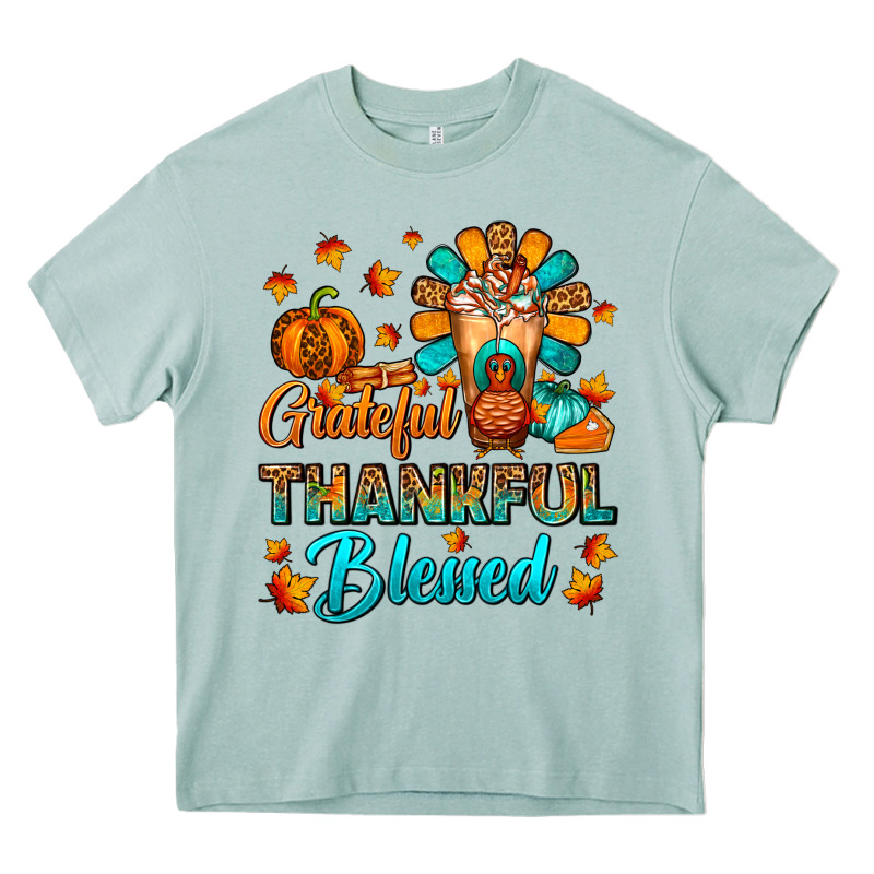 Grateful Thankful Blessed Thanksgiving Cold Drink Heavy Core Tee by FaDigitalArtStudio | Teevron