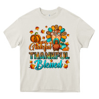 Cream Grateful Thankful Blessed Thanksgiving Cold Drink Heavy Core Tee - FaDigitalArtStudio