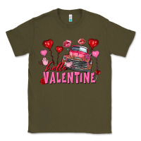 Army Green Hello Valentine Valentine's Day truck Classic Tee - FaDigitalArtStudio