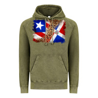 Vintage Olive puerto rico and dominican republic flag Vintage Hoodie - Artiststas