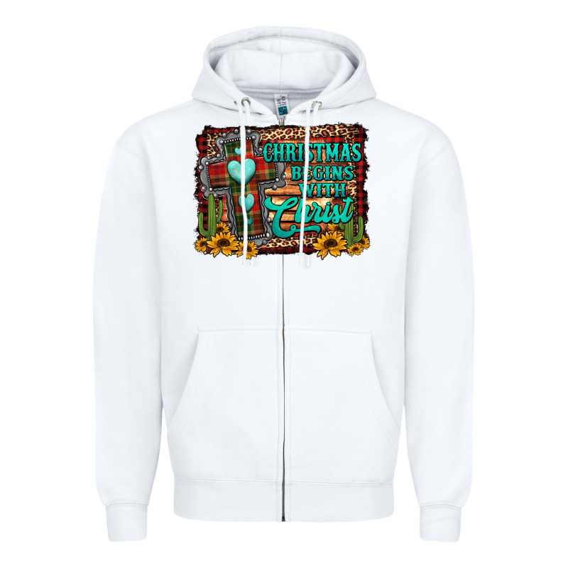 Christmas Begins With Christ Cross Zipper Hoodie by Jasminsmagicworld | Teevron