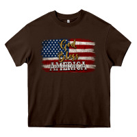 Chocolate Brown God Bless America Distressed Flag Heavy Core Tee - Jasminsmagicworld