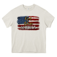 Cream God Bless America Distressed Flag Heavy Core Tee - Jasminsmagicworld