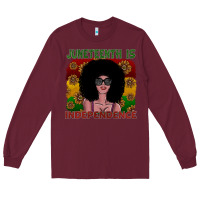 Burgundy juneteenth is independence Long Sleeve Tee - SublimationCraftShop