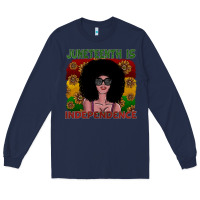Navy juneteenth is independence Long Sleeve Tee - SublimationCraftShop