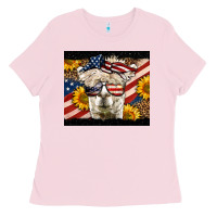 Bubblegum Pink Western 4th Of July Lama Ladies Tee - LillyAllenDesigns