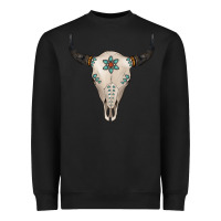 Black Turquoise Bull Skull Heavyweight Sweatshirt - Jasminsmagicworld