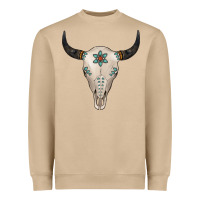Mushroom Turquoise Bull Skull Heavyweight Sweatshirt - Jasminsmagicworld