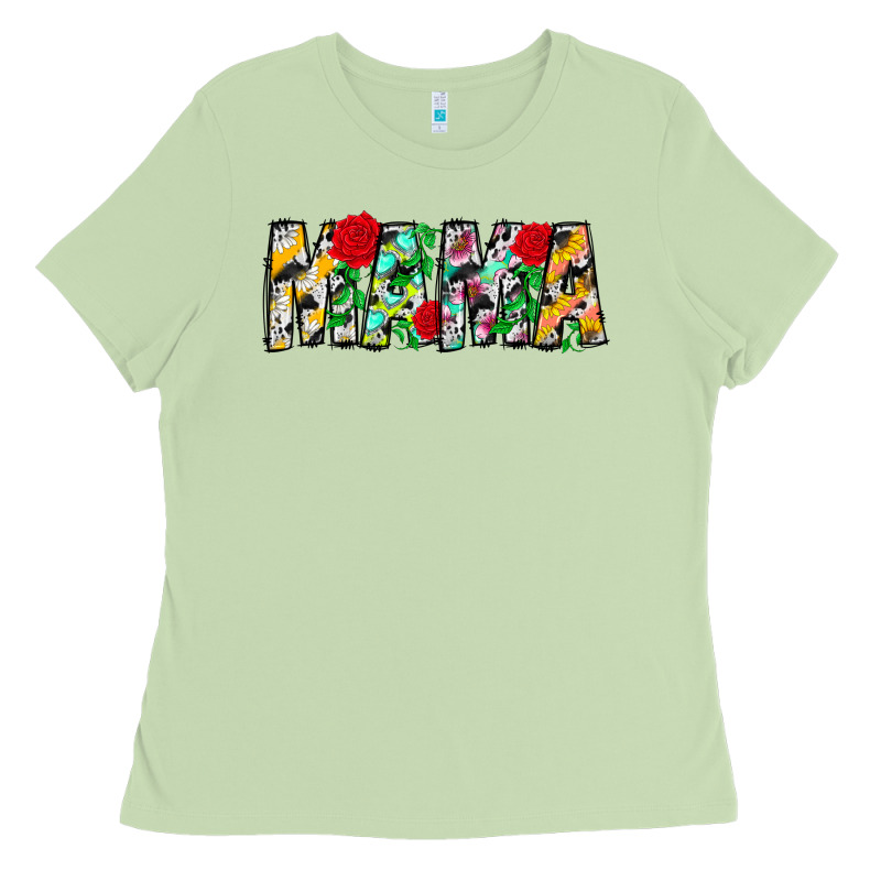 Floral Animal Print Mama Ladies Tee by CowhideDigitalArt | Teevron