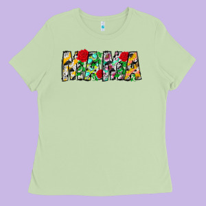 Floral Animal Print Mama Ladies Tee Designed By Cowhidedigitalart