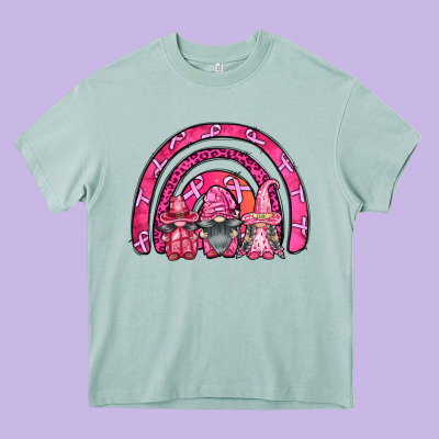 Breast Cancer Rainbow Gnomes Heavy Core Tee Designed By Fadigitalartstudio