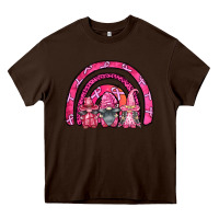 Chocolate Brown breast cancer rainbow gnomes Heavy Core Tee - FaDigitalArtStudio