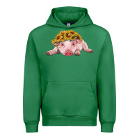 Emerald baby pig with sunflower headband Urban Hoodie - RanaPortraitStore