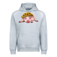 Heather Grey baby pig with sunflower headband Urban Hoodie - RanaPortraitStore