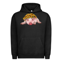 Pigment Black baby pig with sunflower headband Urban Hoodie - RanaPortraitStore
